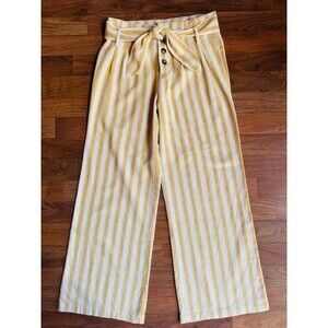 Harper Heritage HIGH-WAIST Yellow Striped Wide Leg PANTS SIZE SML Francescas EUC